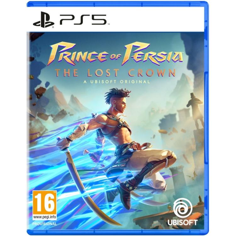 Igra Prince of Persia: The Lost Crown za PlayStation 5 v fizični embalaži, z akcijskim prizorom glavnega junaka in oznako PEGI 16.