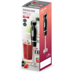 Embalaža paličnega mešalnika Sencor SHB 4359BK z merilno posodo.