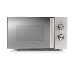Detajl upravljalne plošče Hisense mikrovalovke z vrtljivima gumboma (TEMP in TIMER) in označenimi programi