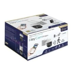 Embalaža ISNATCH kamere KeyCam Pro+ z navedbo funkcij, brezžičnega delovanja, solarnega panela in mobilnega nadzora