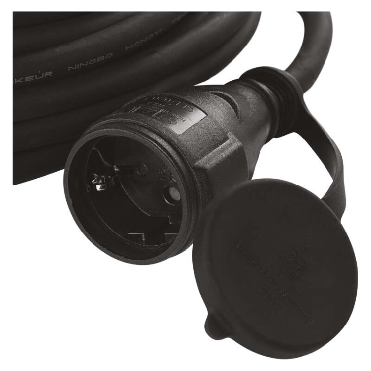 Zunanji podaljšek 30 m / 1 vtičnica / črni / guma-neopren / 250 V / 1,5 mm2
