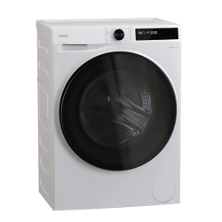 Pralni stroj pod kotom z vidnimi vrati in upravljalno ploščo