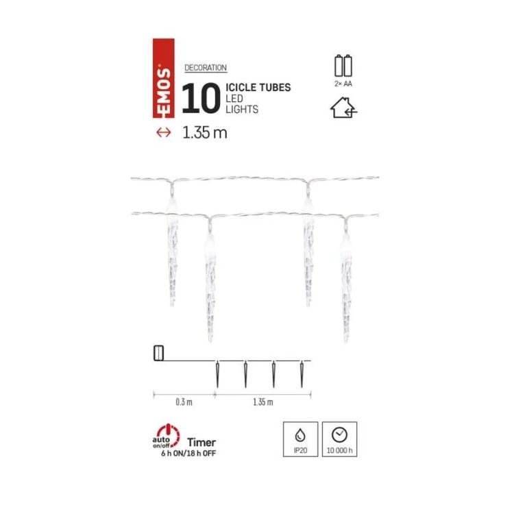 Božična girlanda Emos, LED, 10x ledena sveča, 1,35 m, notranja, hladna