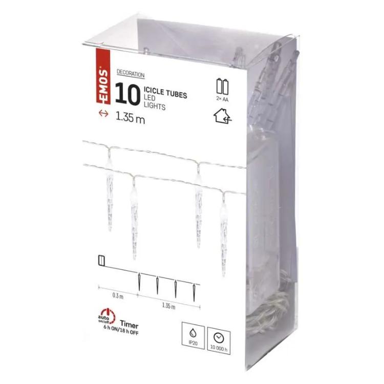 Božična girlanda Emos, LED, 10x ledena sveča, 1,35 m, notranja, hladna