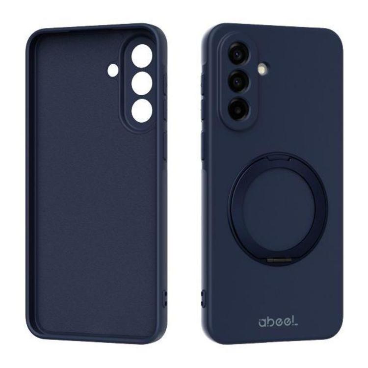 Temno moder silikonski ovitek za Samsung Galaxy A36 / A37 5G z vgrajenim vrtljivim obročem za boljši oprijem in podporo ter natančnim izrezom za kamero nudi zaščito in udobno uporabo