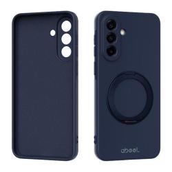 Temno moder silikonski ovitek za Samsung Galaxy A36 / A37 5G z vgrajenim vrtljivim obročem za boljši oprijem in podporo ter natančnim izrezom za kamero nudi zaščito in udobno uporabo