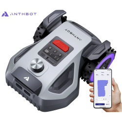 Robotska kosilnica ANTHBOT M5 z brezžičnim upravljanjem prek mobilne aplikacije in prikazom zemljevida košnje.