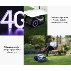 Robotska kosilnica ANTHBOT M5 s podporo za 4G povezljivost, dodatno zaščitno garažo in tihim delovanjem na domačem vrtu.
