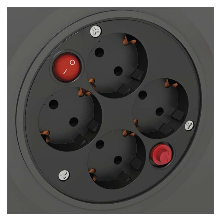 Kolutni podaljšek Emos 50 m / 4 vtičnice / rdeči / PVC / 230 V / 1,5 mm2