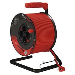 Kolutni podaljšek Emos 50 m / 4 vtičnice / rdeči / PVC / 230 V / 1,5 mm2