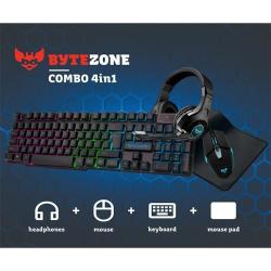 Komplet Bytezone BZ-X4EU, črn (tipkovnica, miška, slušalke in podloga)