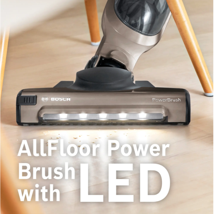 Bosch AllFloor PowerBrush talna krtača z LED osvetlitvijo za učinkovito sesanje prahu in drobtin na vseh vrstah talnih površin