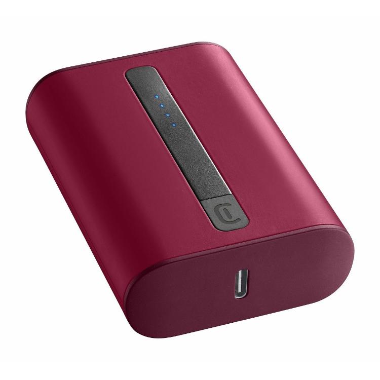 Prenosna baterija CellularLine Thunder, 10000 mAh, rdeča