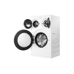 Odprta vrata pralnega stroja Candy MQD 410CBL9‑S, prikaz bobna in dostopa do notranjosti.