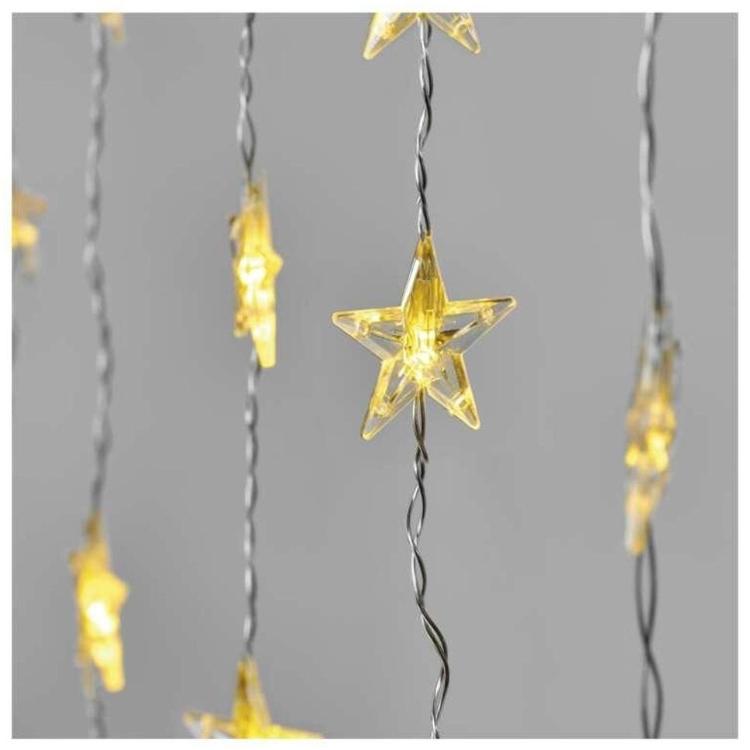 LED božični zastor zvezde, 120x90 cm, notranji, topla bela, časovnik