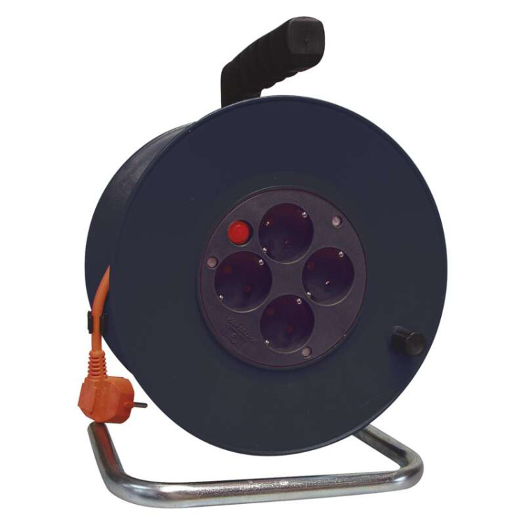 Kolutni podaljšek Emos 50 m / 4 vtičnice / oranžni / PVC / 230 V / 1,5 mm2
