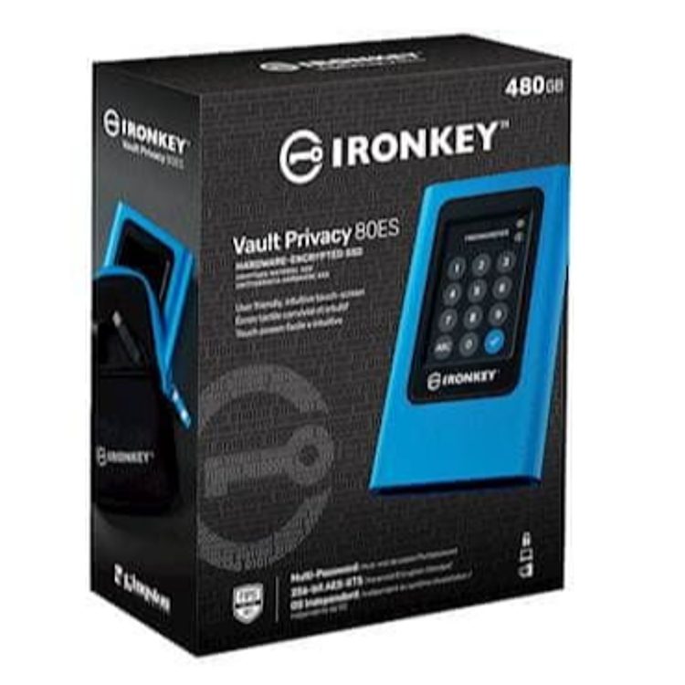 Zunanji SSD disk Kingston IronKey 480GB Vault Privacy 80, 250/250 MB/s, USB 3.2, 256-bitno