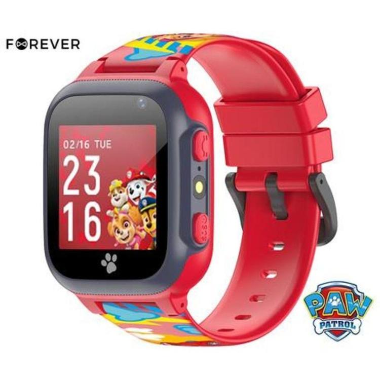 Otroška pametna ura Forever KW-60 Paw Patrol Maršal team, 1.44" zaslon, LBS, rdeča