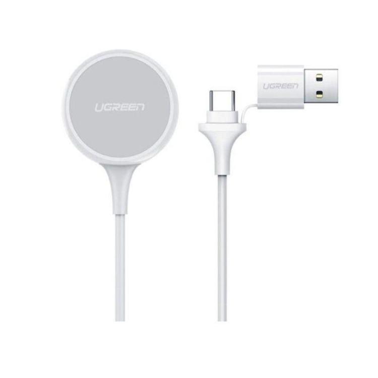 Magnetni polnilni kabel UGREEN z USB-C in USB-A priključkom za polnjenje pametnih ur.