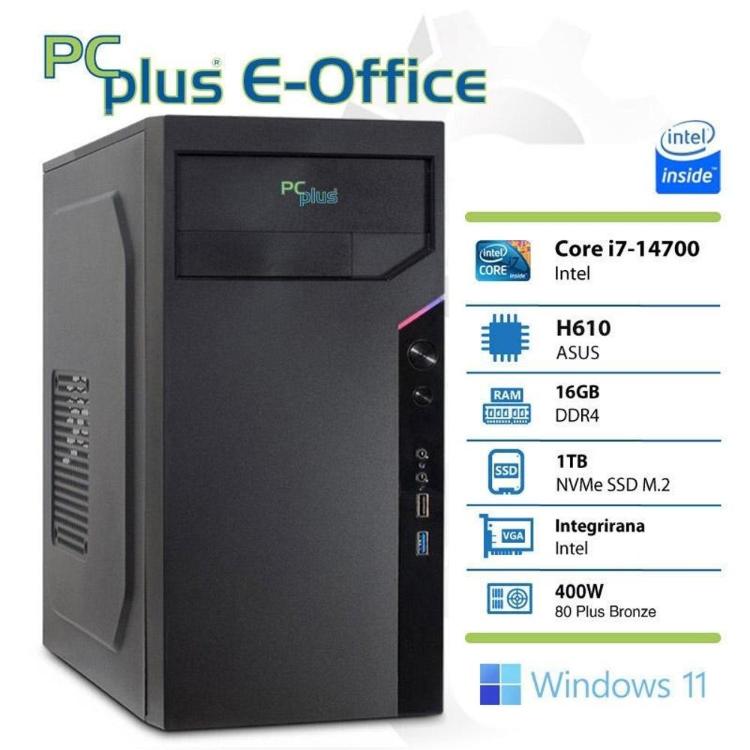 Namizni računalnik PCPLUS e-Office i7-14700 16GB 1TB NVMe SSD Windows 11 Home