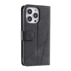 Preklopna torbica za Apple iPhone 16 Pro Max (WLGO-LINES), črna