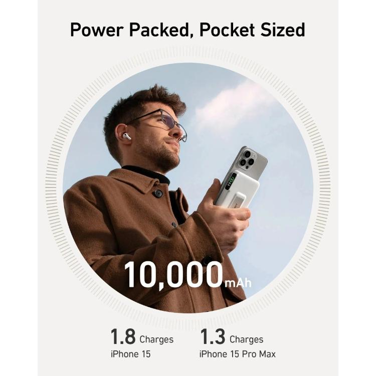 Prenosna baterija Anker MagGo 633, 10000 mAh, bel