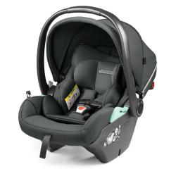 Otroški avtosedež Peg Perego v temno sivi barvi s strehico, sprednji pogled