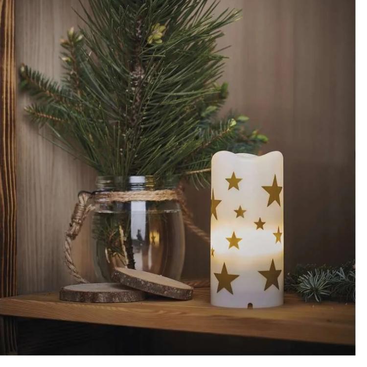 LED božični projektor Emos zvezdice, 3x AAA, notranji, topla bela
