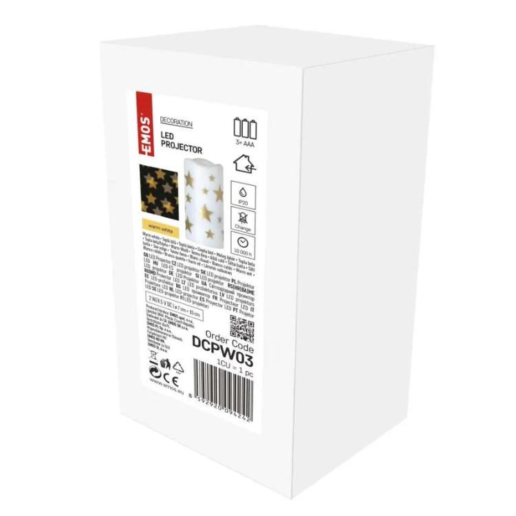 LED božični projektor Emos zvezdice, 3x AAA, notranji, topla bela