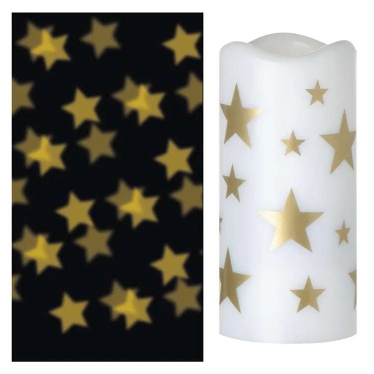 LED božični projektor Emos zvezdice, 3x AAA, notranji, topla bela