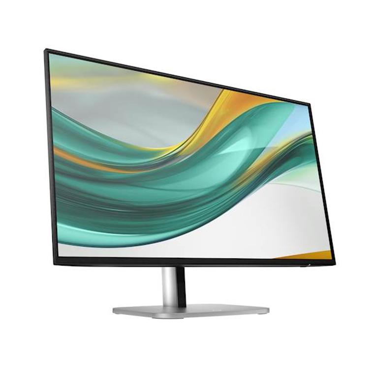 HP Series 5 Pro monitor z ozkimi robovi in prikazano abstraktno grafiko na zaslonu.