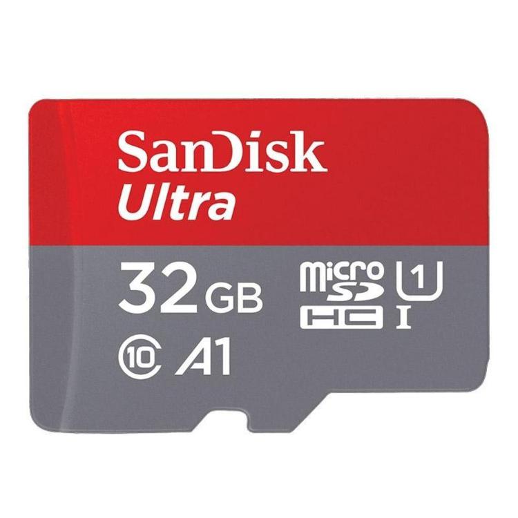 MicroSDHC pomnilniška kartica SanDisk Ultra 32 GB z zmogljivostjo A1, hitrostnim razredom Class 10 in UHS-I omogoča hitro nalaganje aplikacij ter zanesljivo shranjevanje fotografij, videoposnetkov in drugih datotek.