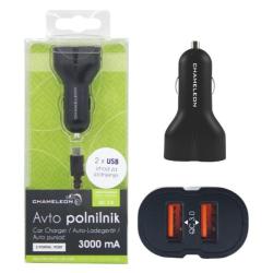 Avto polnilnik - Chameleon 2-portni (QC 3.0) z MicroUSB kablom (IBD318-2U)_1
