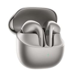 Xiaomi Buds 6 sive barve v odprti polnilni škatlici, obe slušalki vstavljeni, spredaj viden LED indikator.