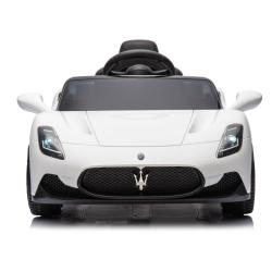 Bel otroški električni avto Maserati, pogled spredaj z značilno masko