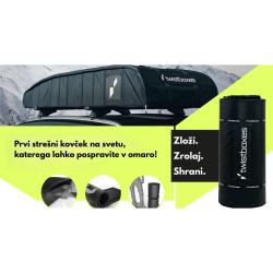 Werollit Twistboxes zložljiv strešni kovček 520 L, montaža na avto, zložljiv dizajn za shranjevanje.