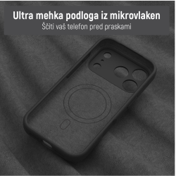 Notranjost oranžnega ovitka N‑Soft Magnetic z mehko podlogo iz mikrovlaken za zaščito telefona pred praskami.