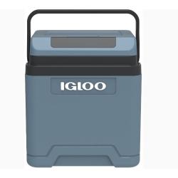 Igloo prenosni električni hladilnik v modro‑črni barvi z zgornjim ročajem za prenašanje