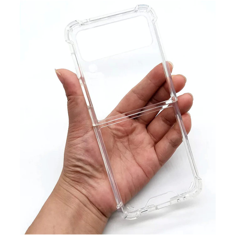 Gumiran ovitek (TPU+PC) Samsung Galaxy Z Flip 4, prozoren svetleč_2