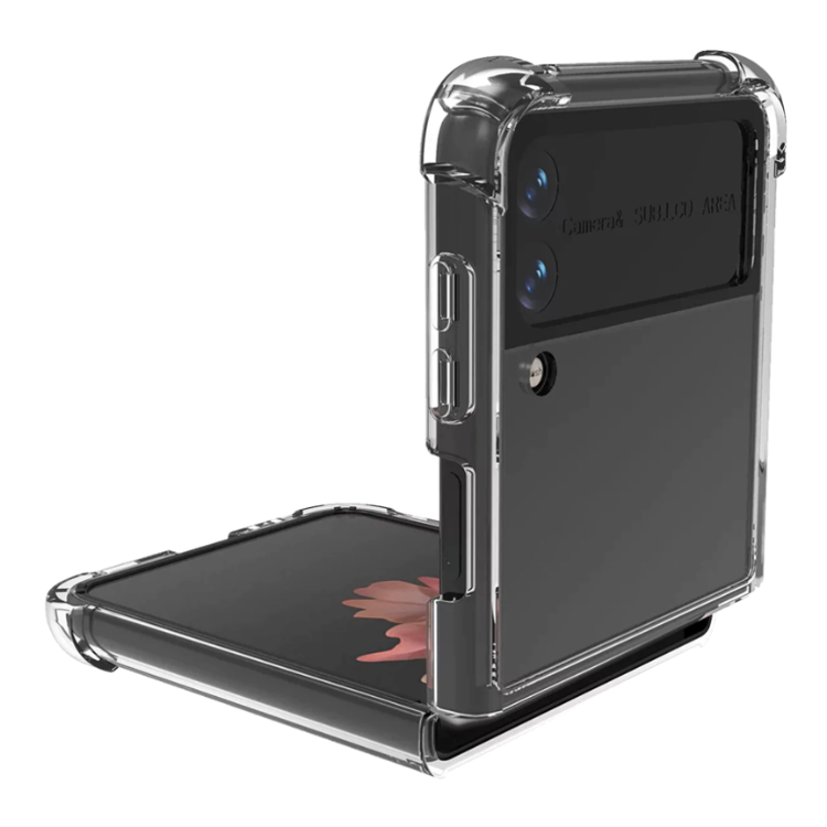Gumiran ovitek (TPU+PC) Samsung Galaxy Z Flip 4, prozoren svetleč_1
