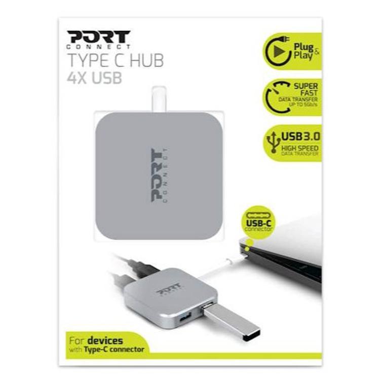 Razdelilec HUB PORT, USB-C, 4-portni