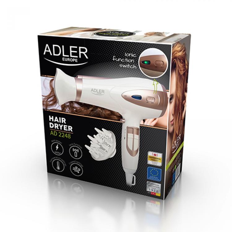 Sušilnik za lase Adler 2200W AD 2248 ionski, bel
