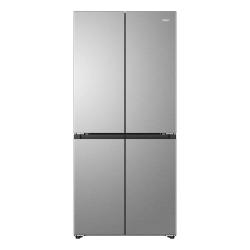 Štirivratni hladilnik Haier v inox izvedbi z elegantnim ravnim dizajnom in višino 185 cm.