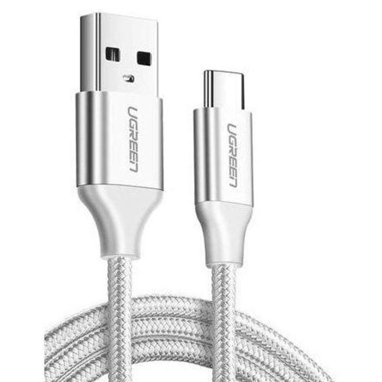 Pleten USB-A na USB-C kabel z aluminijastimi priključki za večjo vzdržljivost.