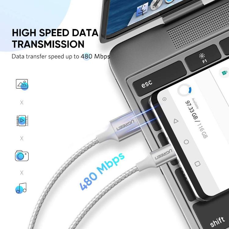 Kabel omogoča prenos podatkov s hitrostjo do 480 Mb/s za učinkovito sinhronizacijo naprav.