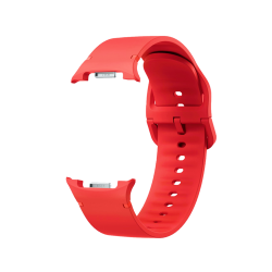 Pašček Samsung Galaxy Watch v rdeči barvi, notranji pogled z gladko površino in kovinskimi priključki.