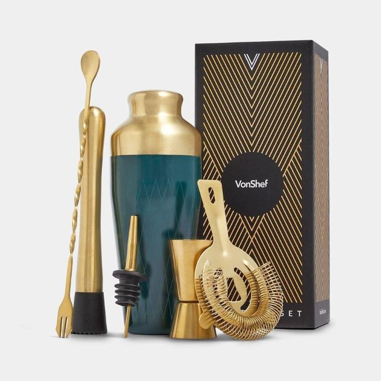 Koktejl set VonShef Parisian Green & Gold