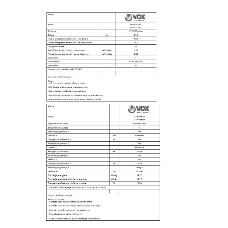 Kombinirani štedilnik VOX GTR 6315 IX - 3x plin, 1x elektrika_5