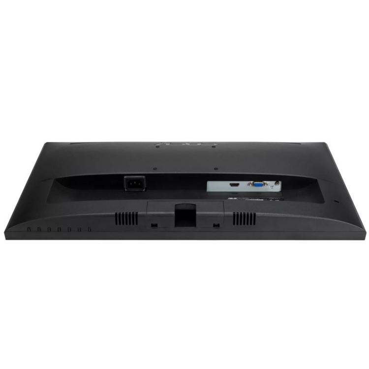Zadnja stran ASUS monitorja z vidnimi priključki HDMI, VGA in napajalnim vhodom.