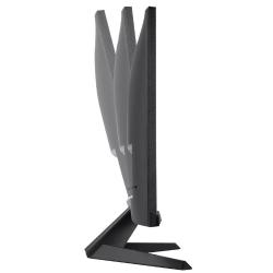 Stranski pogled na ASUS gaming monitor z nastavljivim nagibom zaslona in tankim profilom.